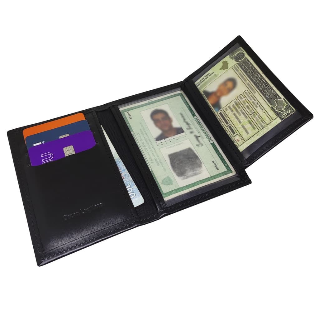 Carteira Masculina Porta Cartão Documento Couro Legitimo cabe RG CNH
