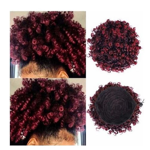 Aplique Coque Afro 30cm Cacheado Puff Orgânico Varias Cores Disponiveis