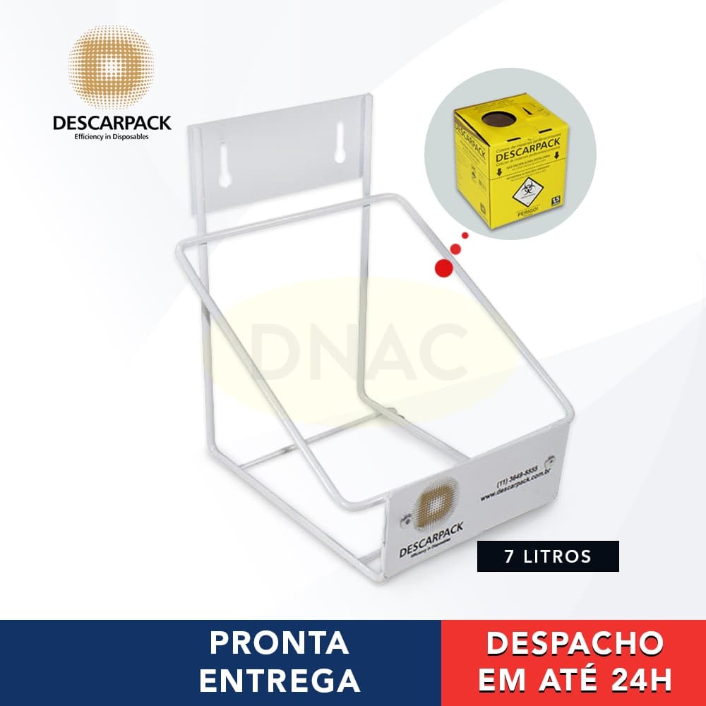 Suporte Caixa Coletora de Descarte De Material Perfurocortante Infectante Lixo Hospitalar 7 Litros - Descarpack