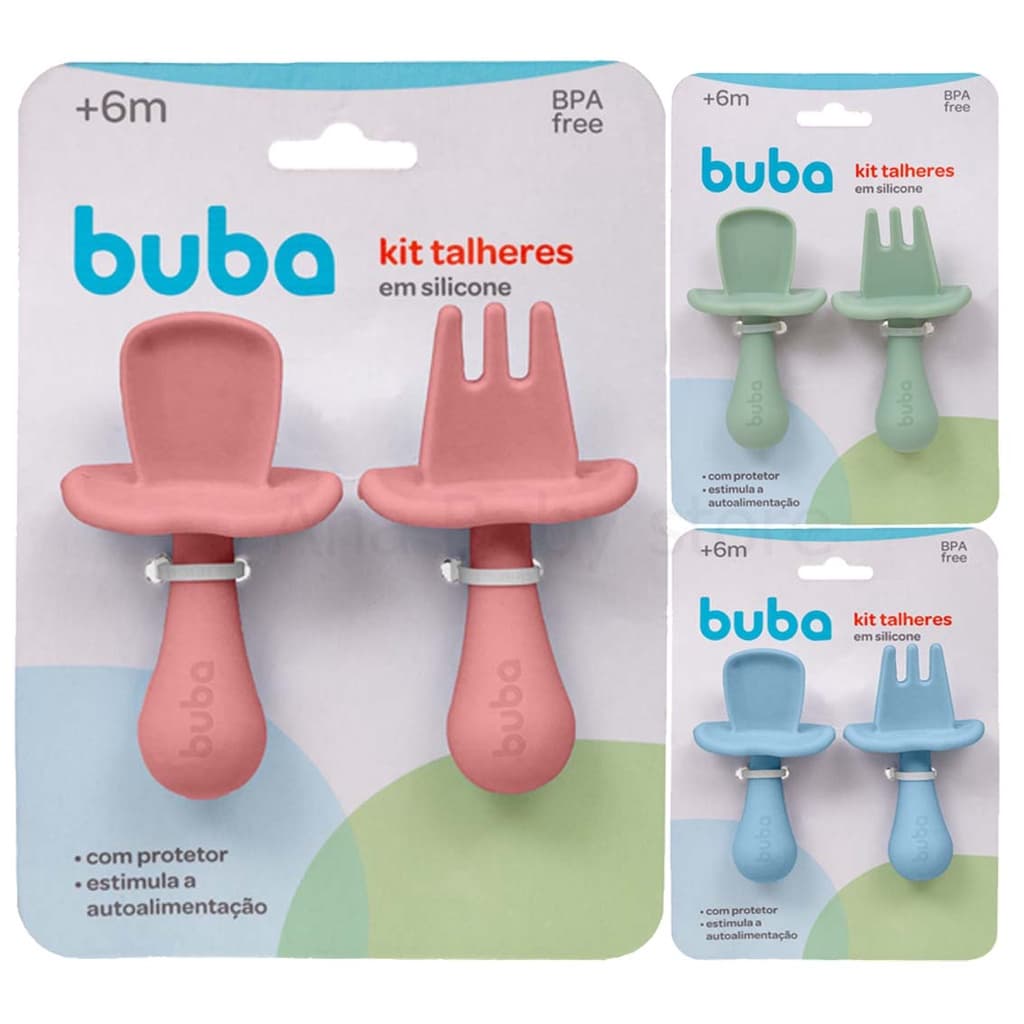 Kit Talher De Treinamento Buba Silicone Garfo E Colher em Silicone Colher