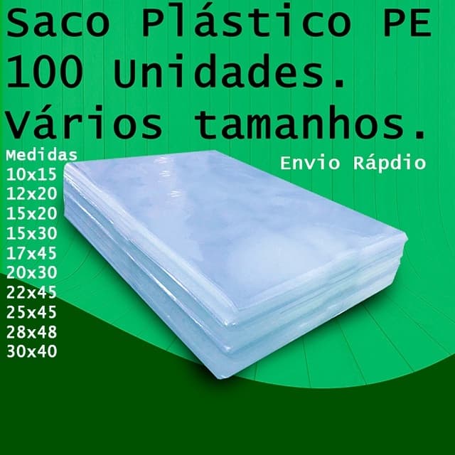 100 Sacos Plásticos, Saquinho Transparente PE E-commerce(100 unidades)