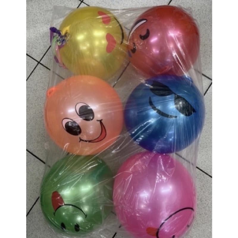 Bola com Cordão Mola - Carinhas Coloridas Sortidas