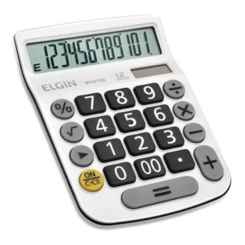 Calculadora Mesa Comercial 12 Dígitos Branca Mv4132 Elgin