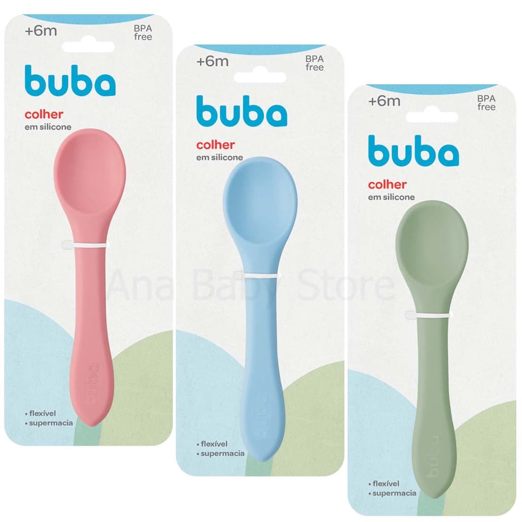 Colher De Silicone Buba Mácia Flexivel Bebê