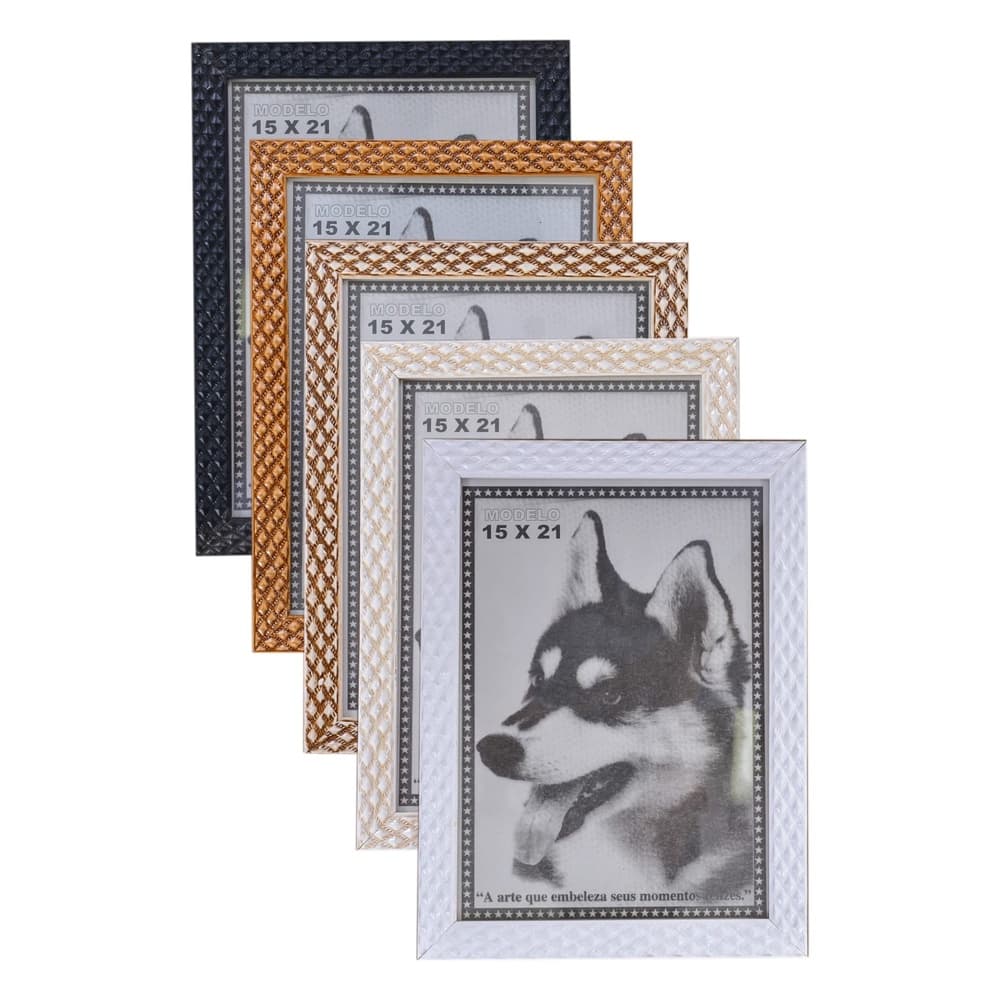 KIT 5 PORTA RETRATO COLORIDOS 15X21 PVC ALTO RELEVO