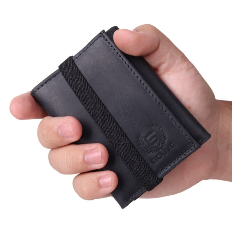 Carteira Masculina Slim Couro Com Fecho Elastico