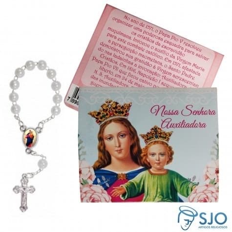 Kit Cartões com Mini Terço de Nossa Senhora Auxiliadora