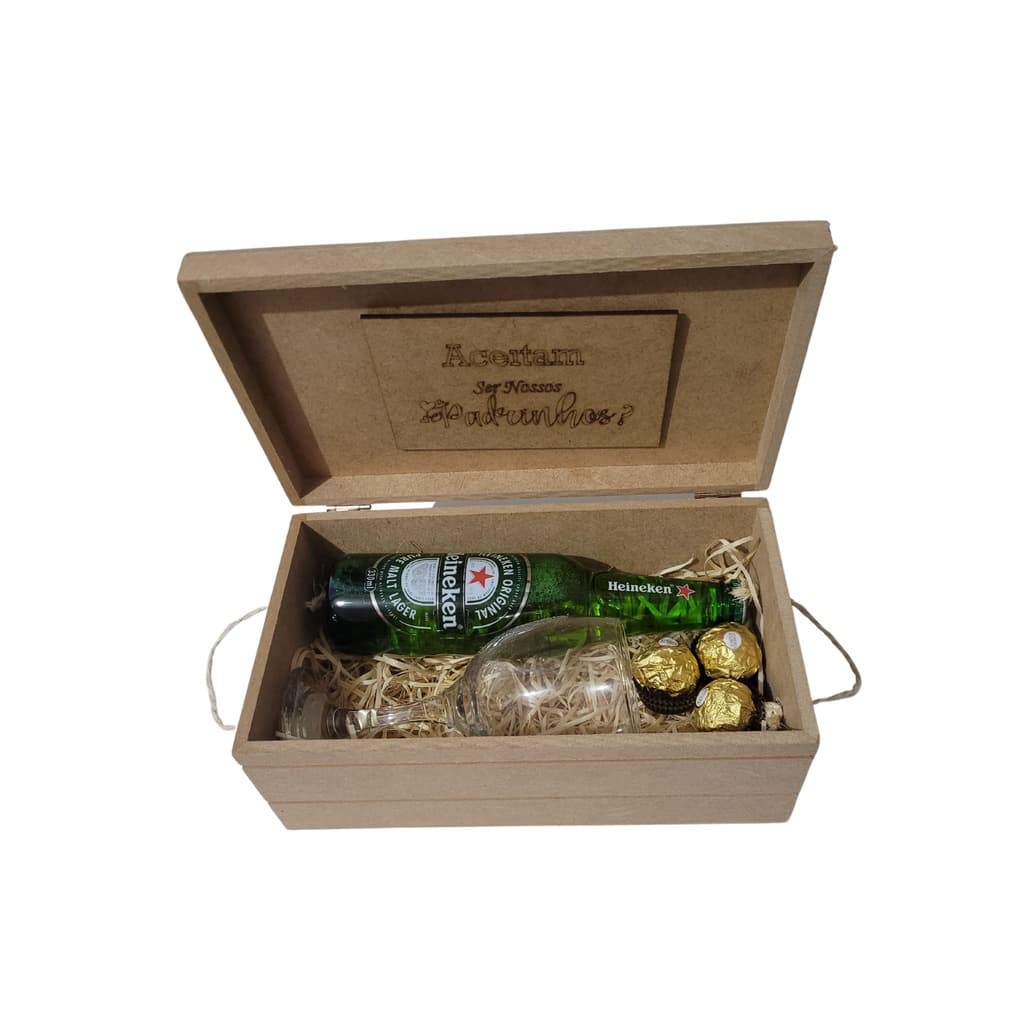 Caixa de convite para padrinhos de casamento em mdf