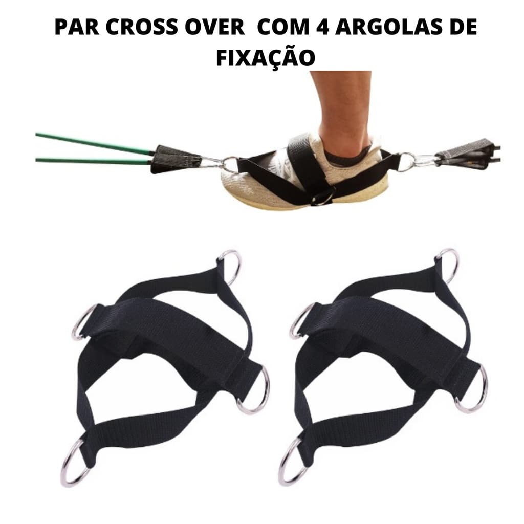 Par alça Tornozeleira Puxador Gluteo Cross Over 4 argolas de conexão/ Puxador Para Perna Tornozeleira Caneleira Par para Exercício Treino Glúteo Musculação Academia em Casa Unissex