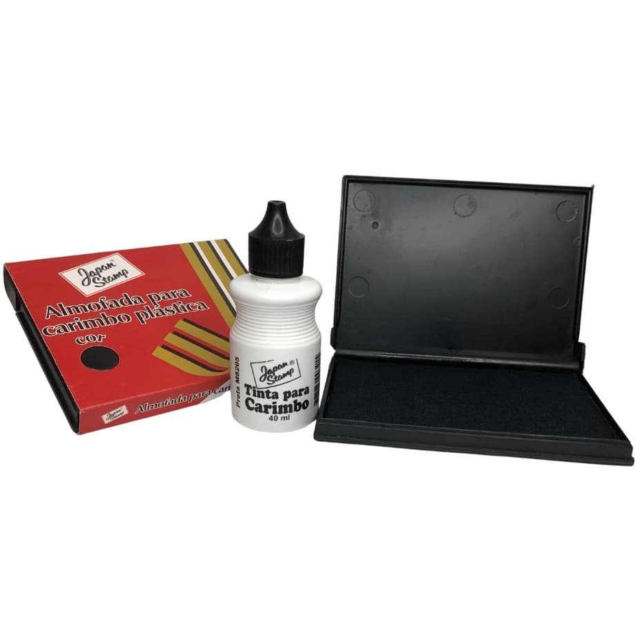 Kit (1-almofada Para Carimbo) + (1-tinta Para Carimbo) Japan stamp escolar escritório