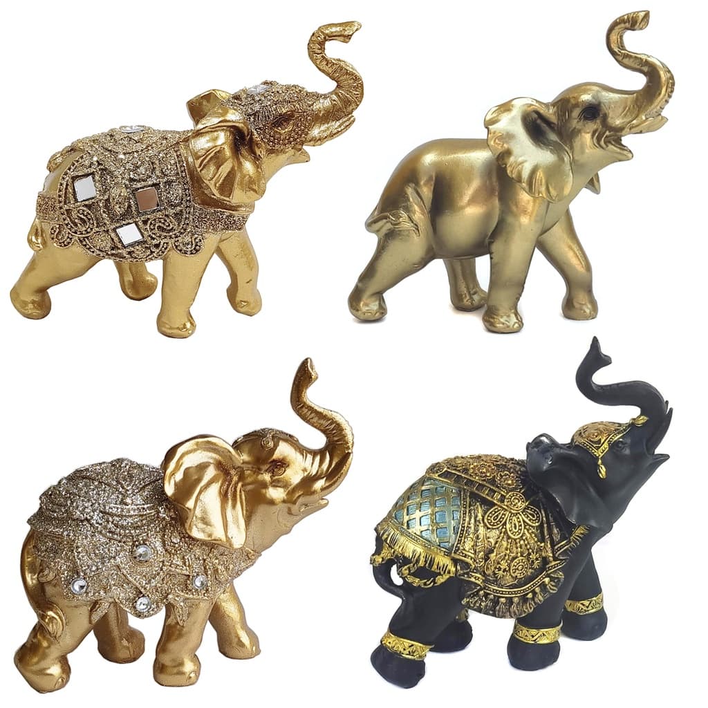 Elefante Decorativo Em Resina Indiano Sabedoria Sorte Peq