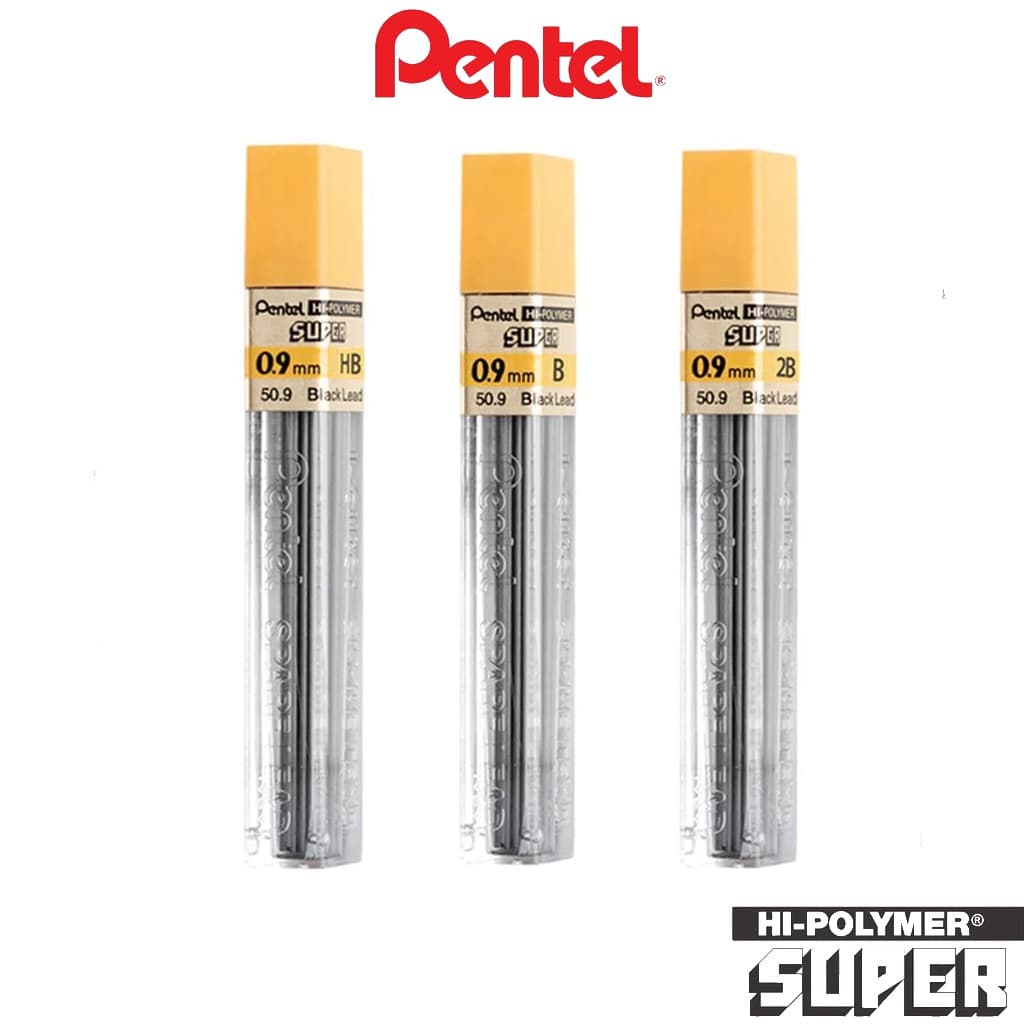 Grafite 0.9mm PENTEL 2H/H/HB/B/2B - Hi-Polymer Super