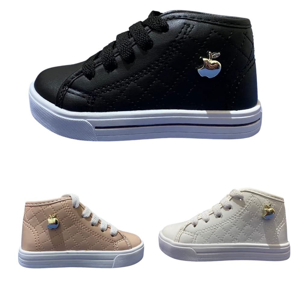 Tênis Botinha Infantil Feminino Bebe Cano Curto Menina Juvenil