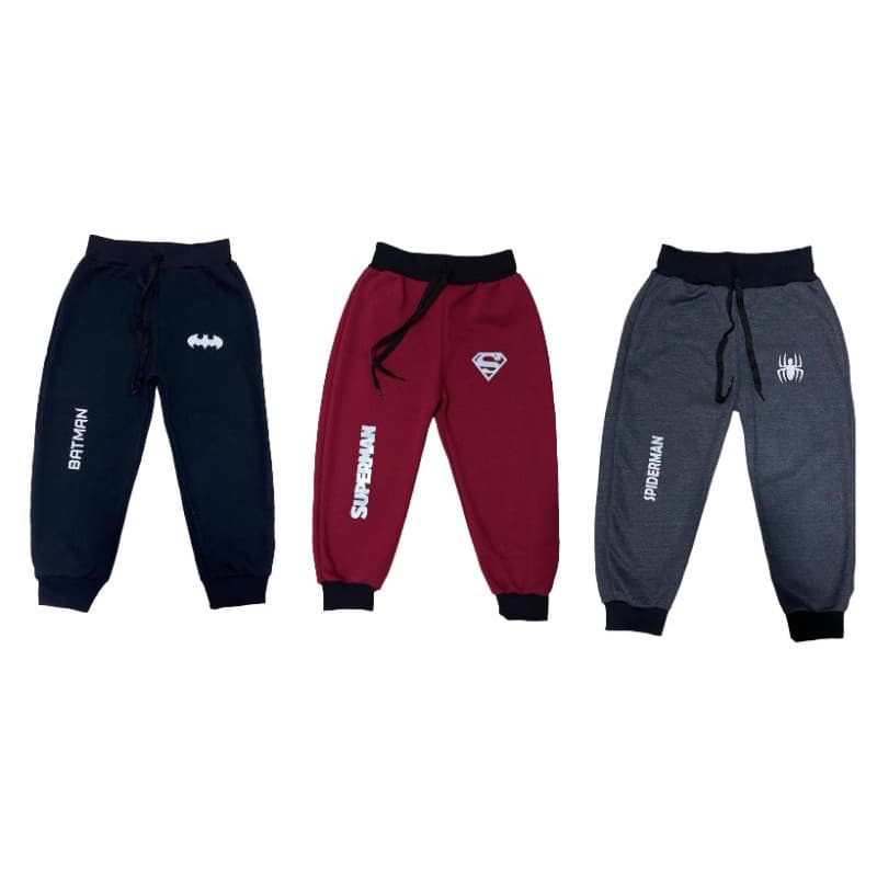 Kit 3 Calças Moletom Infantil Personagem Batman Super Man Heroi Oferta