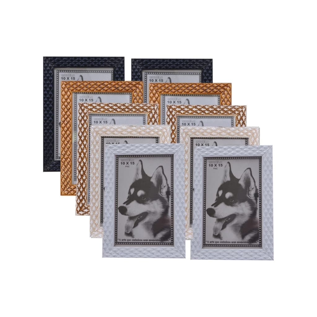 KIT 10 PORTA RETRATO COLORIDOS 10X15 PVC ALTO RELEVO