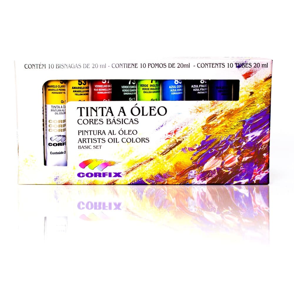 Estojo Tinta Óleo 20 Ml Com10 Cores Corfix