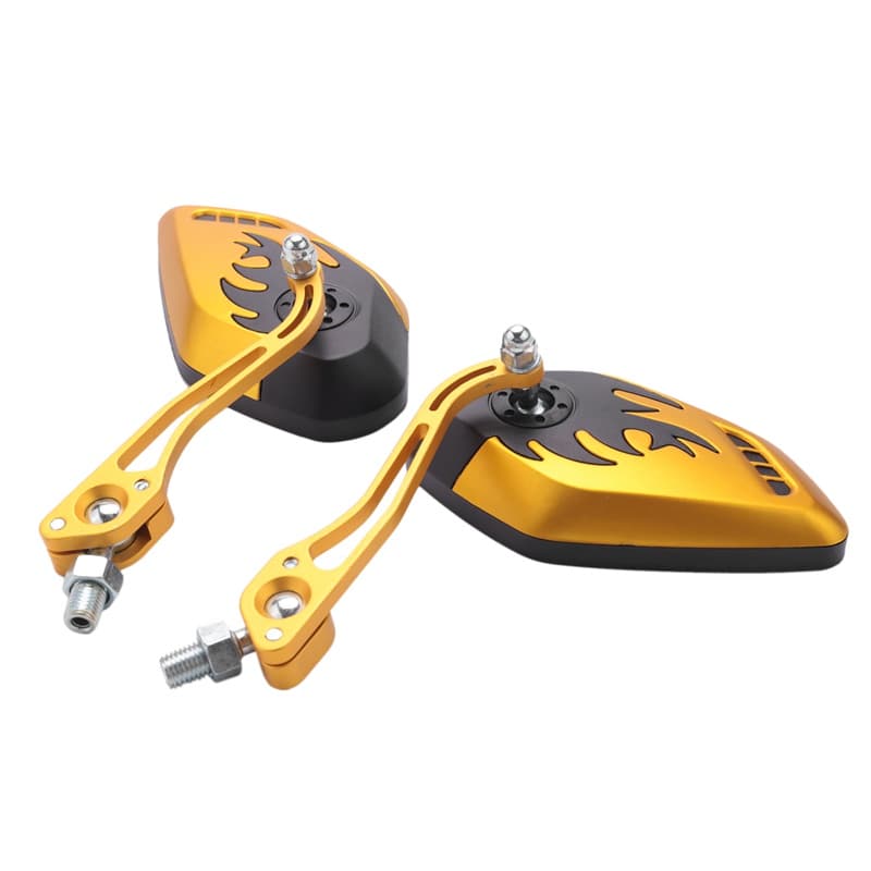 2PCS/Set Espelhos Retrovisores Universais De Motocicleta De Rotação 360 Graus Laterais De 8/10Mm Black + Gold