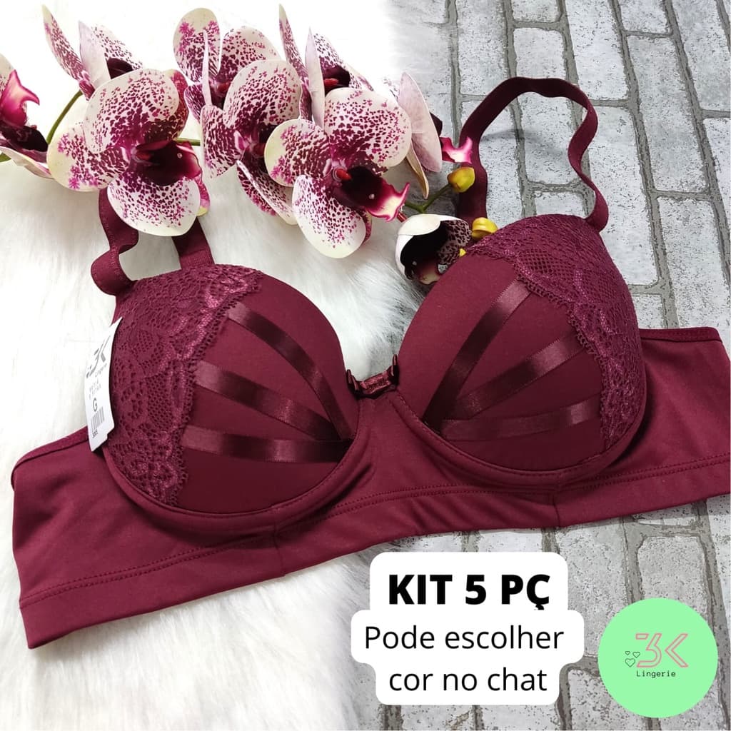 Kit 3,4,5 Sutiã PLUS SIZE e REGULAR Sutian Com Bojo Reforçado Alça Larga Luxo Premium (kit 3fitas)