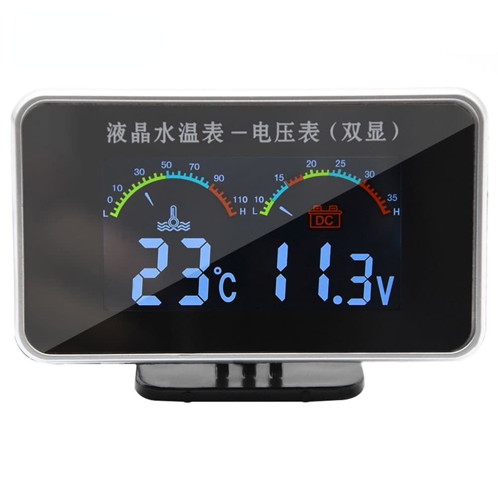 Medidor De Temperatura 12v Voltímetro De Água Sensor 10mm De Digital LCD À Prova D'água 12v Tensão 2 Em 1