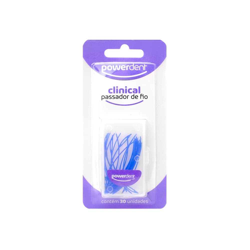 Passador de Fio Dental Powerdent Clinical c/ 30und Caixinha Portátil