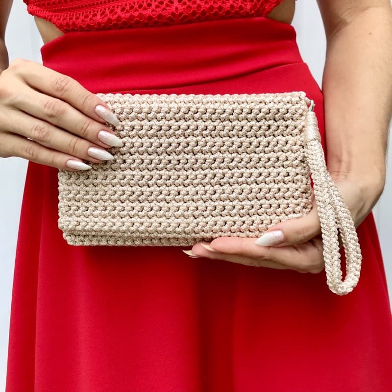 carteira clutch crochê de luxo