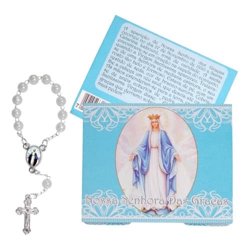Kit com Cartões com Mini Terço de Nossa Senhora das Graças