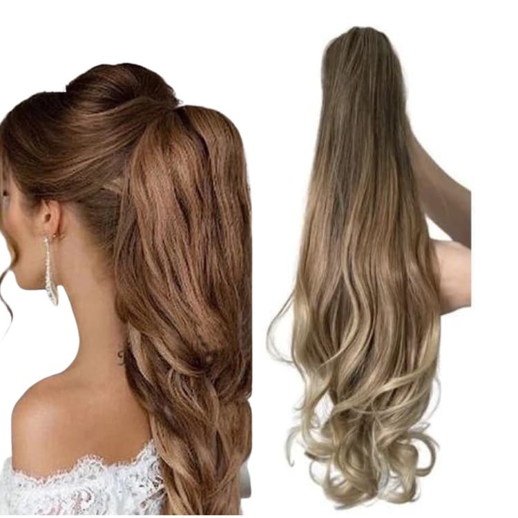 Aplique Rabo De Cavalo Orgânico - Ondulado Ombre Loiro TT4