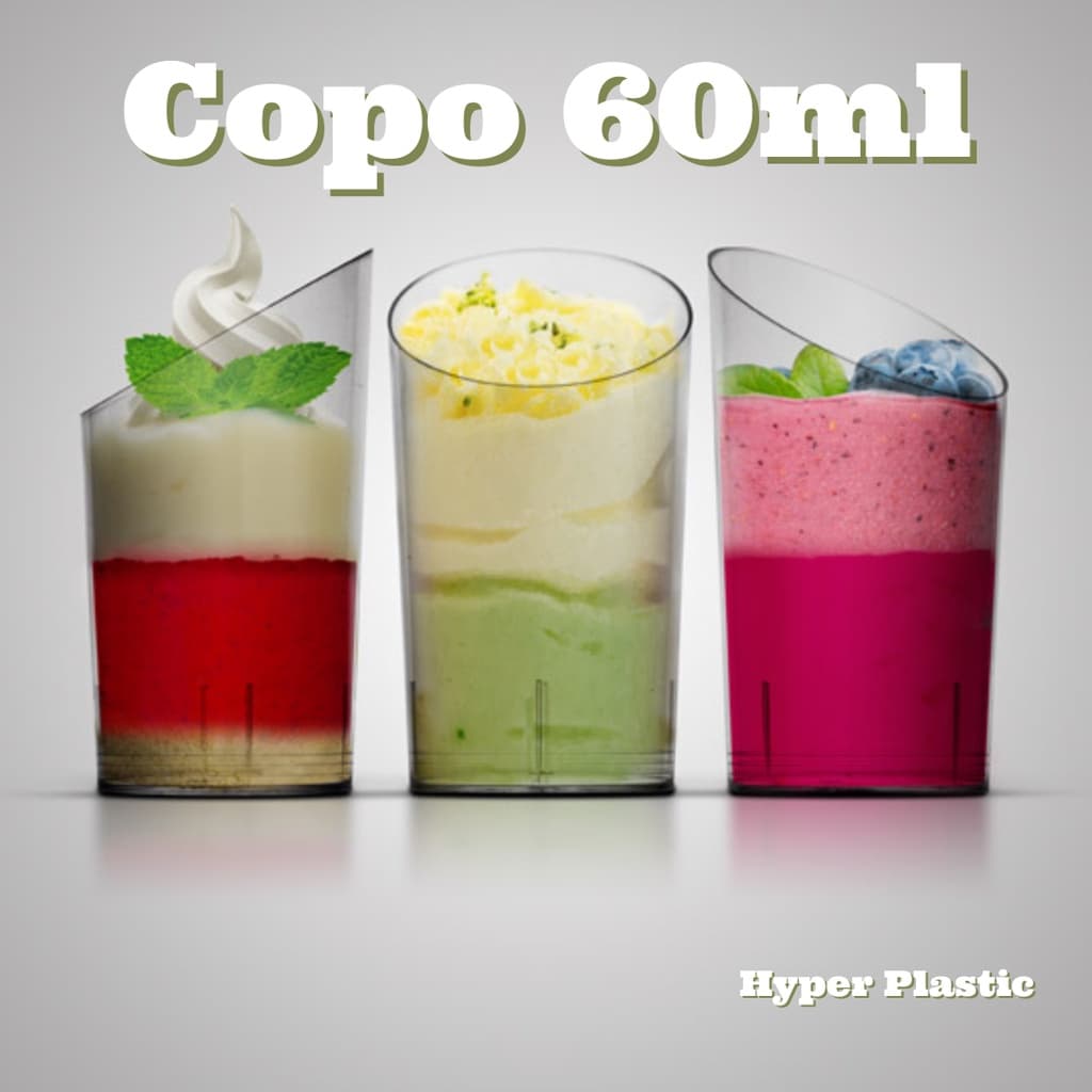 Copo 60ml e 70ml Verrine 10/20/30/40/50 Unidades Plastilânia