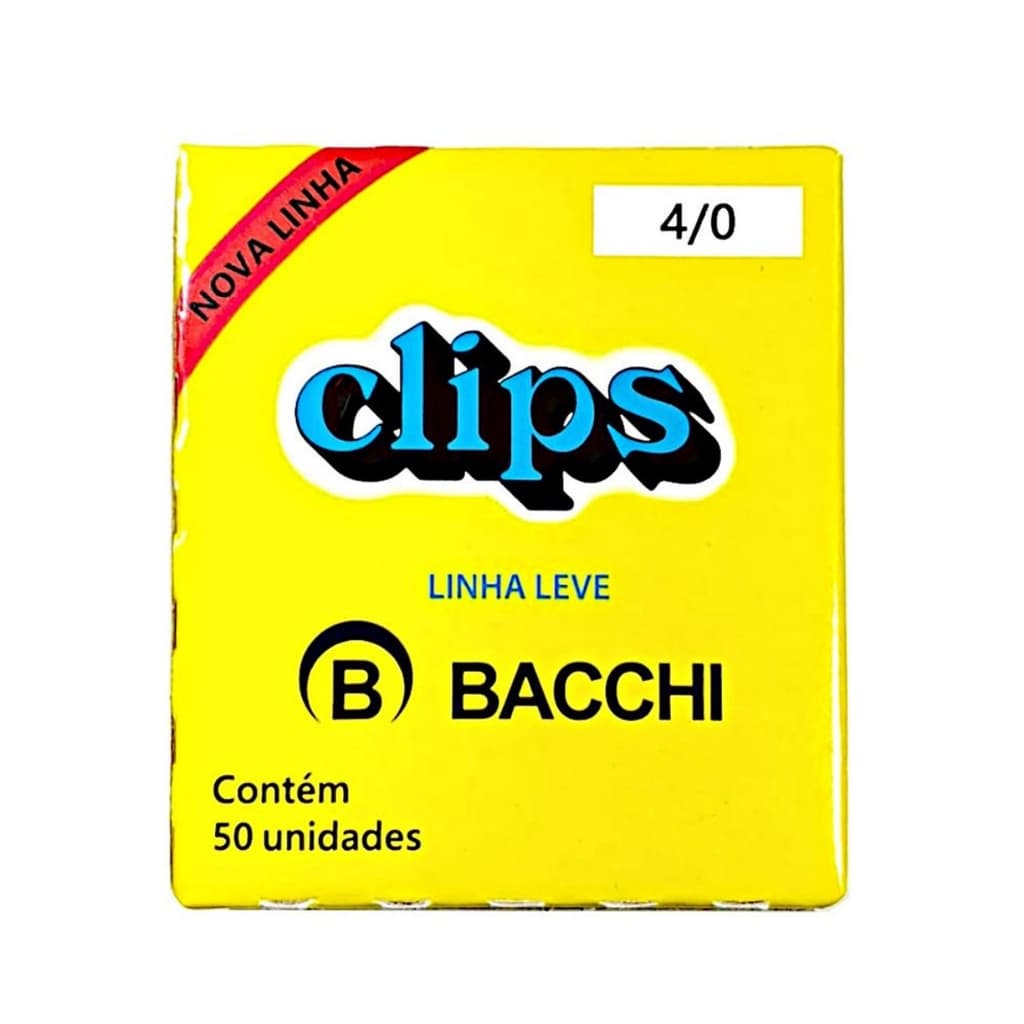 Clips para papel Bacchi 4/0 com 50 unidades linha leve