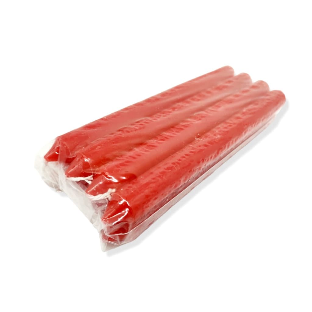 Vela Comum Palito Vermelha Kit Com 8 Unidades