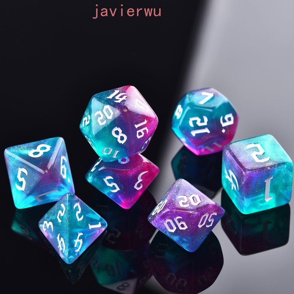 AJAVIERWU Conjunto De Dados Com Padrão Esculpido D % D12 D20 D4 D6 D8 D10 Jogo Acrílico De Mesa RPG Adventurer 7-Die