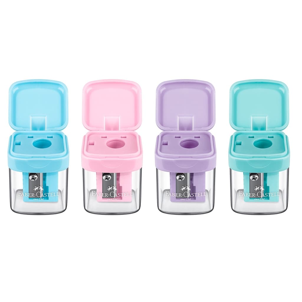 Apontador com depósito Faber-Castell Minibox tons pastel