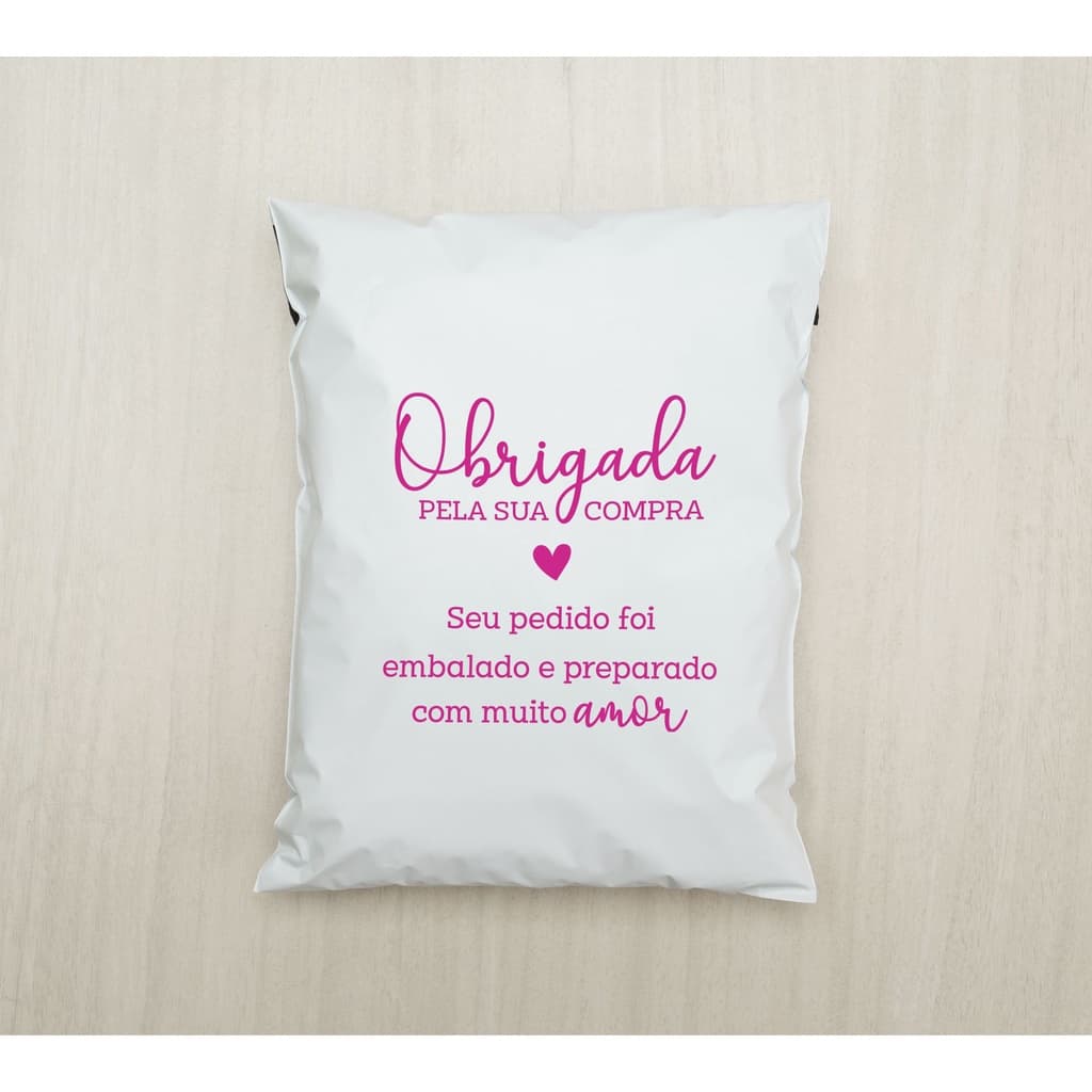 Envelope de segurança personalizado 32x40 (M) 50 unidades - com frase (sem logo) - lacre - envio