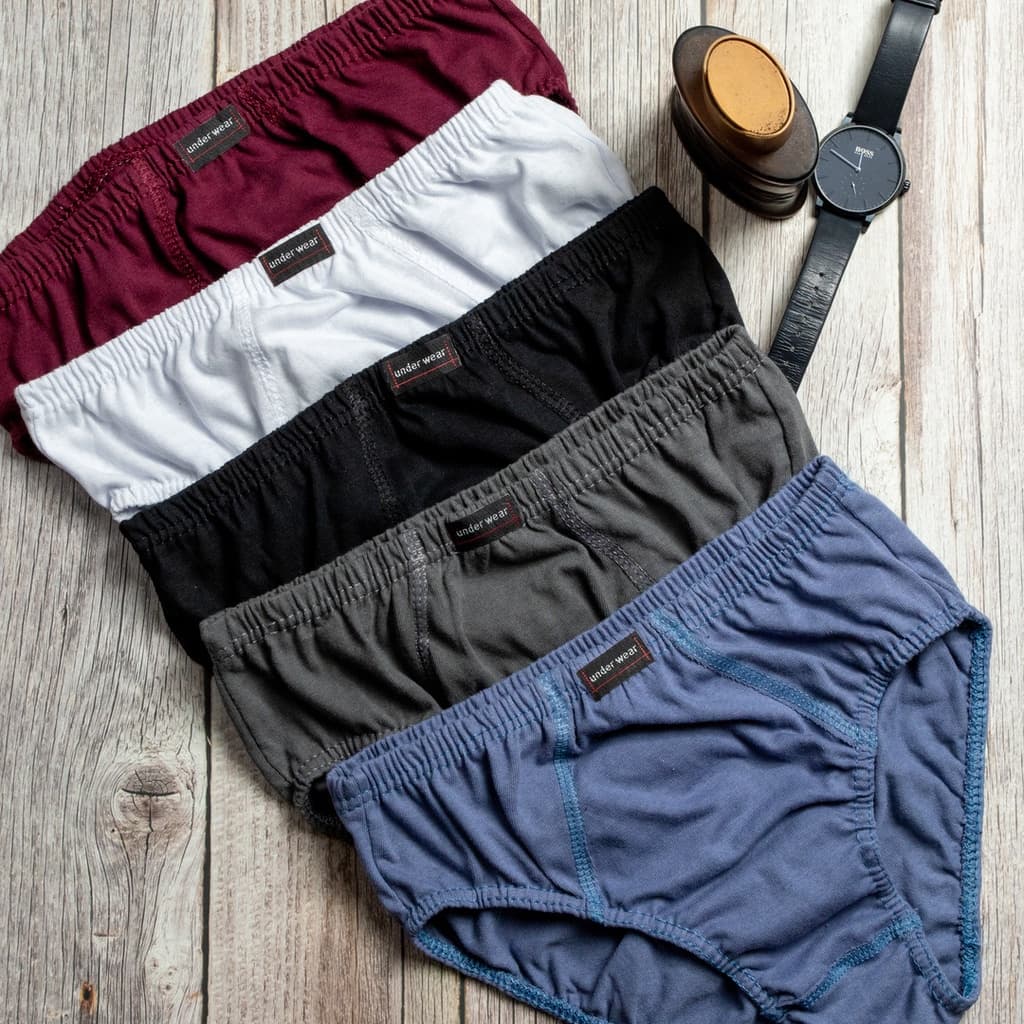 Kit com 5 Cueca  Adulto Básica Modelo SLIP 100% ALGODÃO - P/M/G/GG/GG1/GG2/GG3