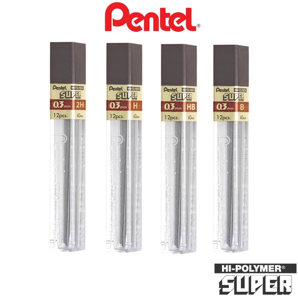 Grafite 0.3mm PENTEL 4H/2H/H/HB/B - Hi-Polymer Super