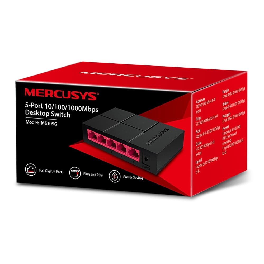 Switch 5 portas Gigabit 10/100/1000 Mbps Mercusys MS105G