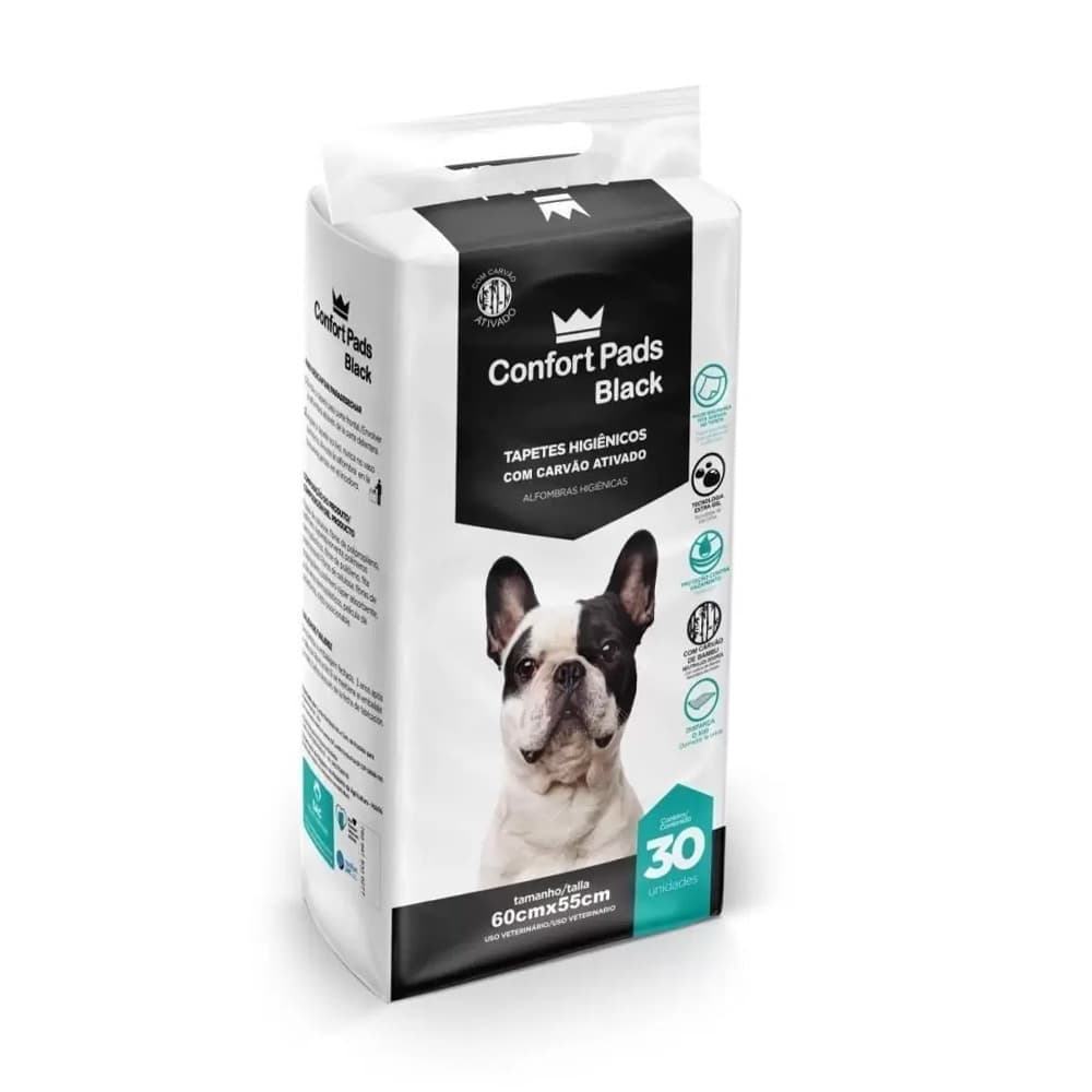 Tapete Higiênico 60x55cm Confort Pads Black C/30 Unidades