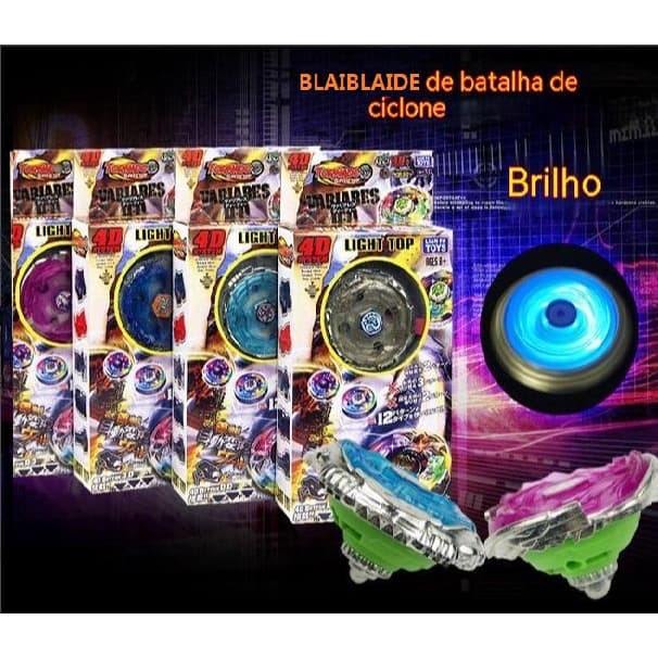 kit 8 Brinquedo Beyblade Metal Piāo Tornado Com Luz Lançador, Presente Para Meninos, Vários Cores, Fanwix