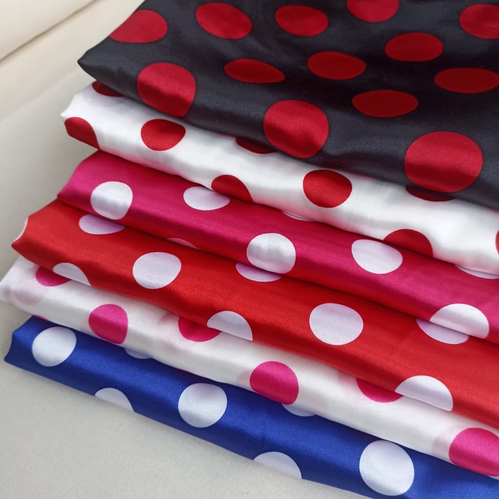 Tecido Cetim Estampado De Bolinhas; 0,50cm x 1,47mt Largura