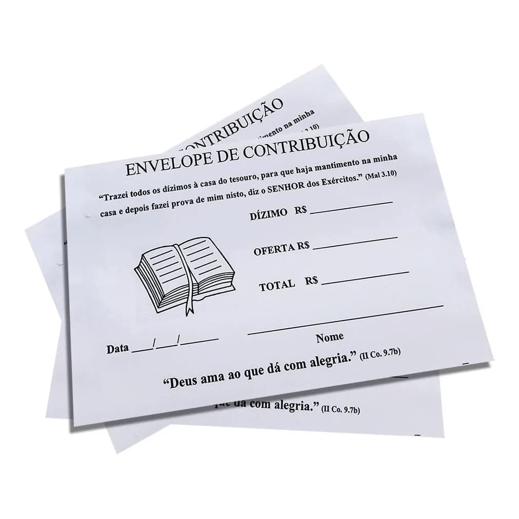 Envelopes P/ Ofertas E Dízimos Branco Igreja - 100 Unidades