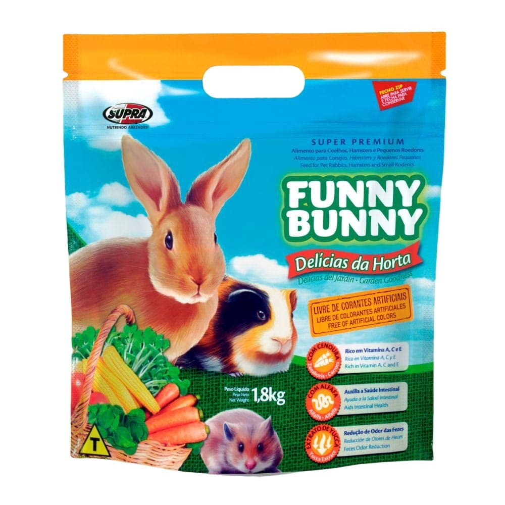 Ração para Coelhos e Hamster Funny Bunny Delicias da Horta 500gr