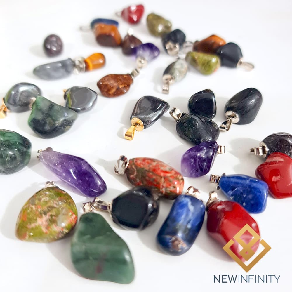 Pingente de Pedra rolada cristal Natural Ametista Hematita esmeralda Sodalita quartzo rosa