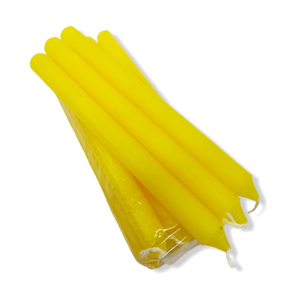 Vela Comum Palito Amarela Kit Com 8 Unidades