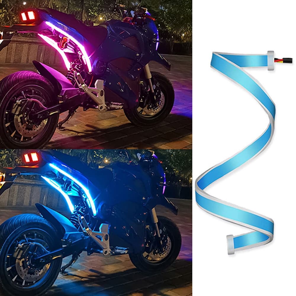 1pçs LED De Motocicleta DRL Luzes De Funcionamento Diurno Fita De Luz Traseira Fluindo À Prova D'água Lâmpada De Sinalização De Volta Acessórios Estilo Carro