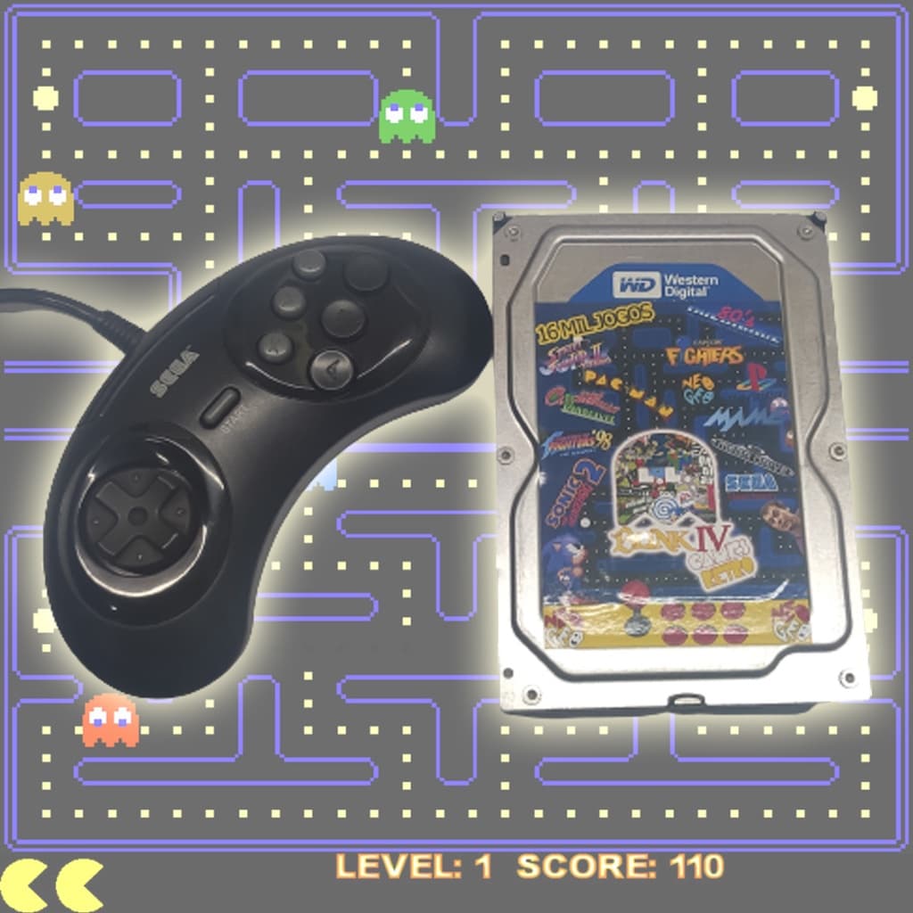 HD PC multijogos + Controle Megadrive usb
