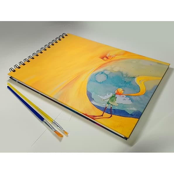 Caderno para AQUARELA 50 páginas folhas 240g CAPA DURA dupla PEQUENO PRÍNCIPE