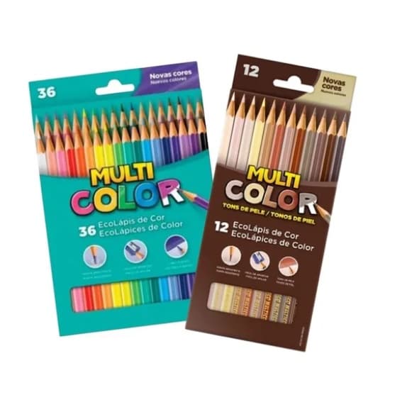 Lápis De Cor 48 Cores 36 Multicolor +12 Tons De Pele