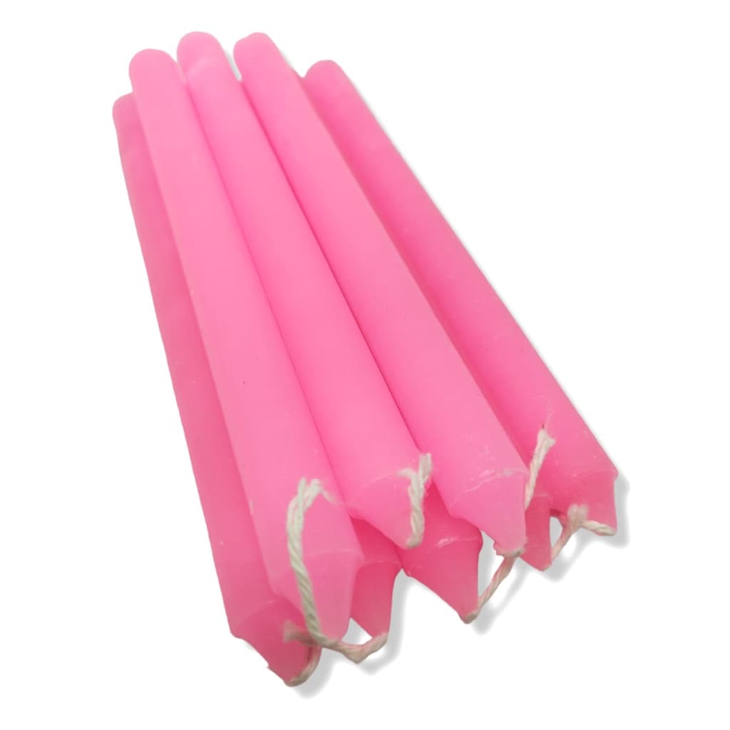 Vela Rosa Palito Comum Kit Com 8 Unidades