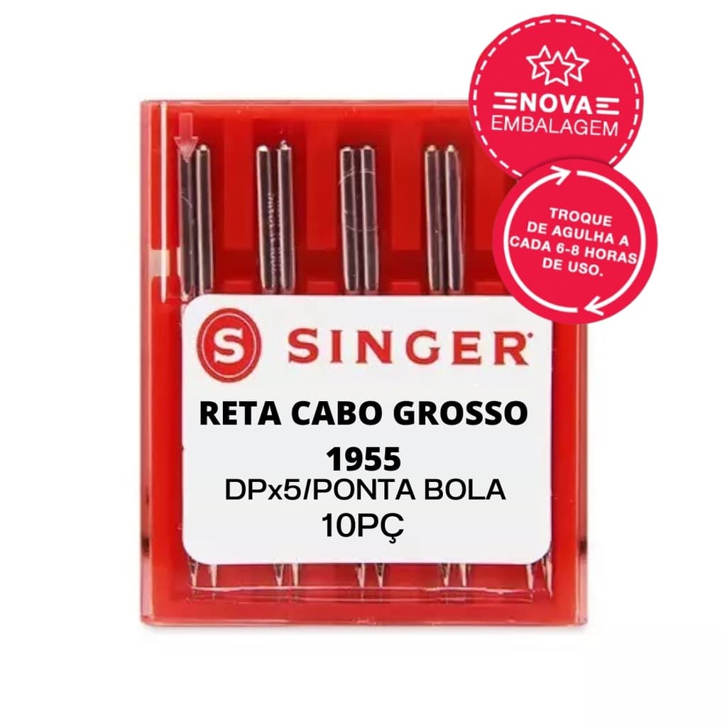 Agulha Singer Industrial 1955/DPx5 para Máquina Reta Industrial Cabo Grosso - Caixa com 10 unidades
