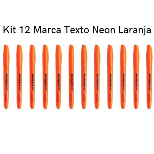 Kit 12 Marca Texto Neon Laranja Masterprint - Grifa Texto